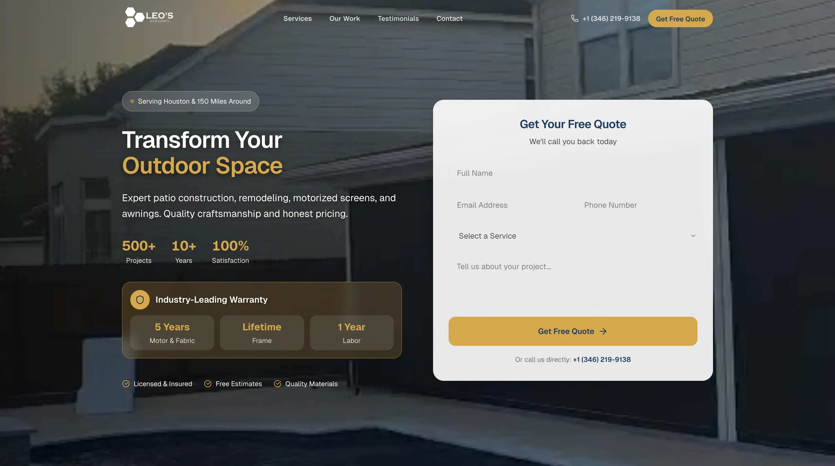 Leo's Home Experts website screenshot
